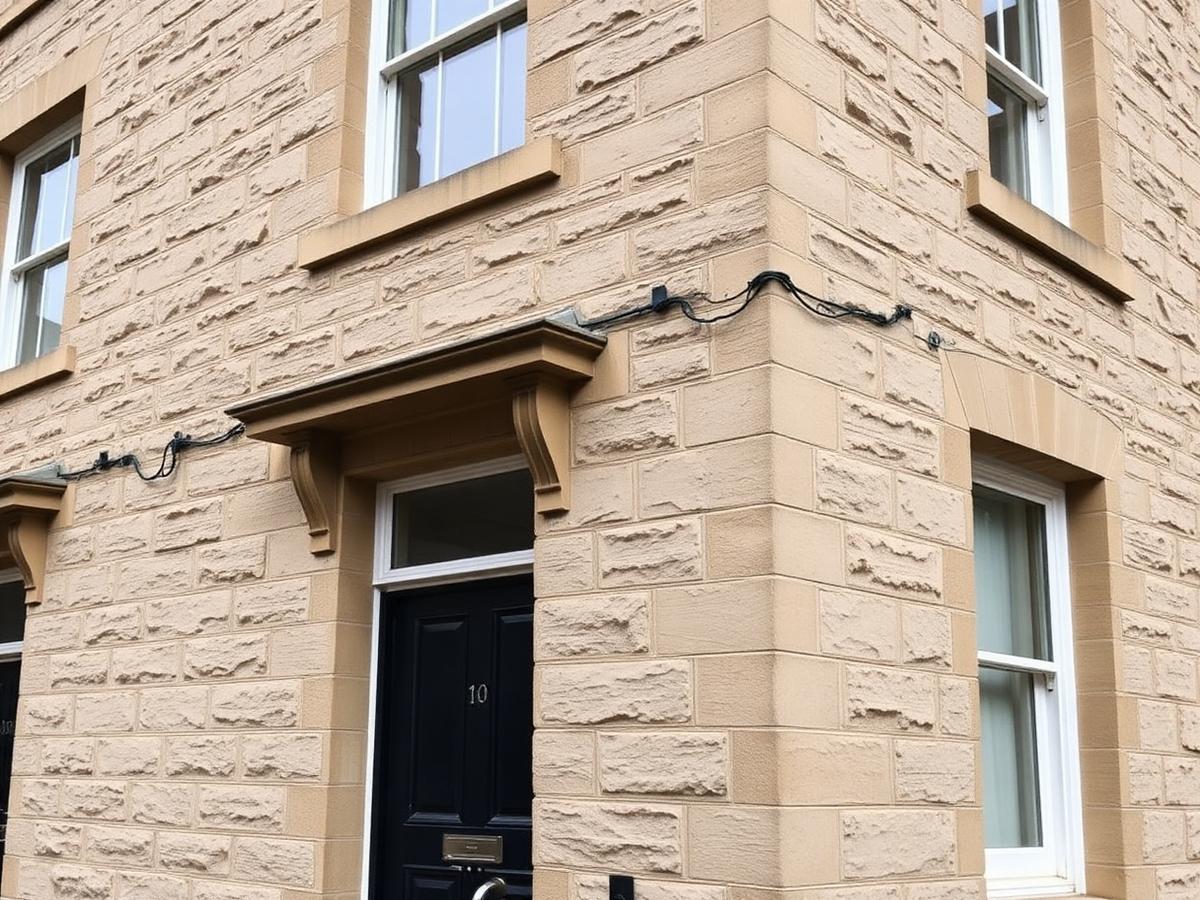 Sandstone tenement repointed in breathable lime mortar